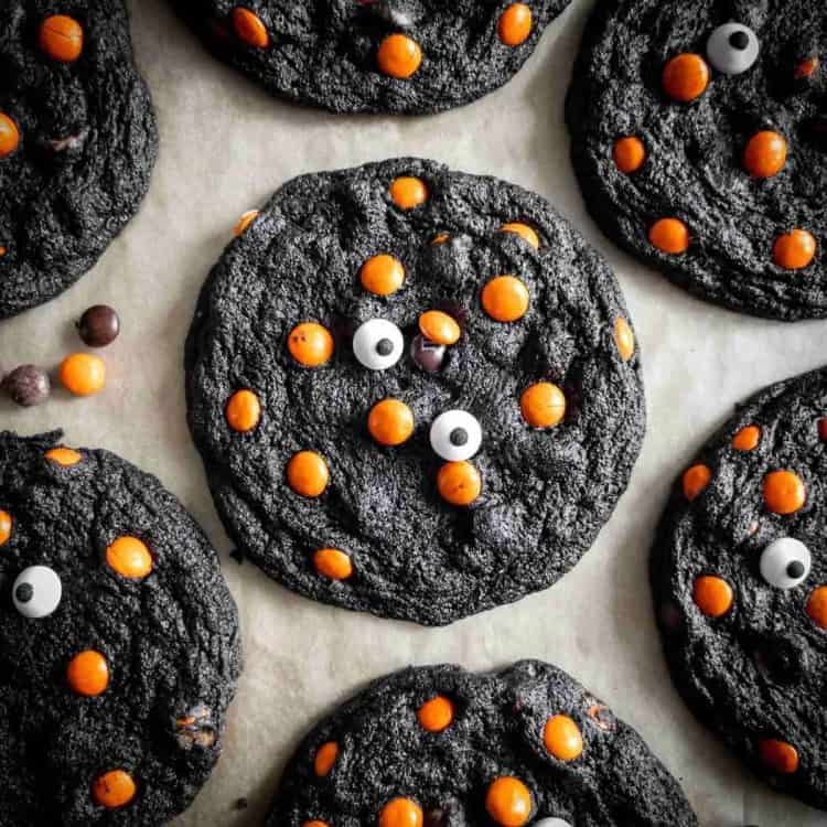 creepy black chip cookies