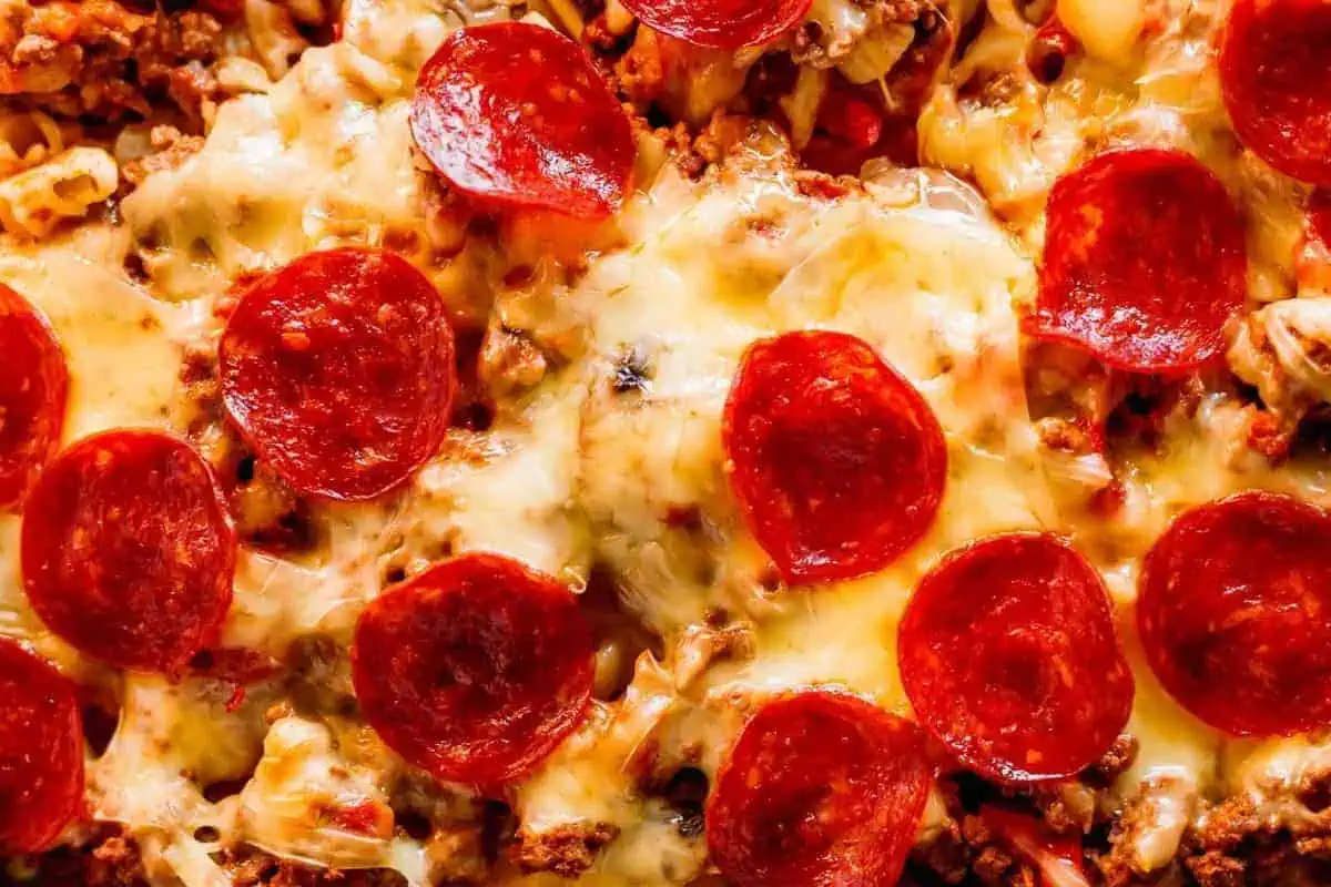 Pizza casserole.