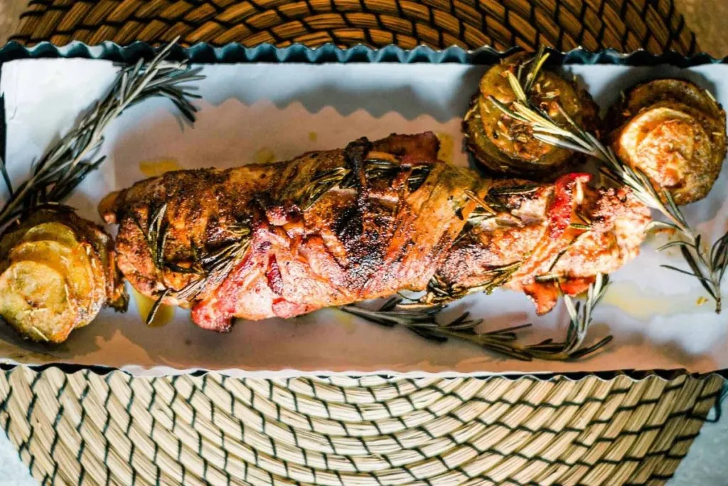 An air fried pork tenderloin.