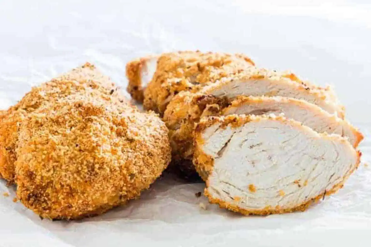 Crispy sliced chicken breast.