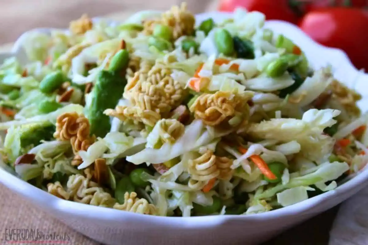 A crunchy asian ramen noodle salad.