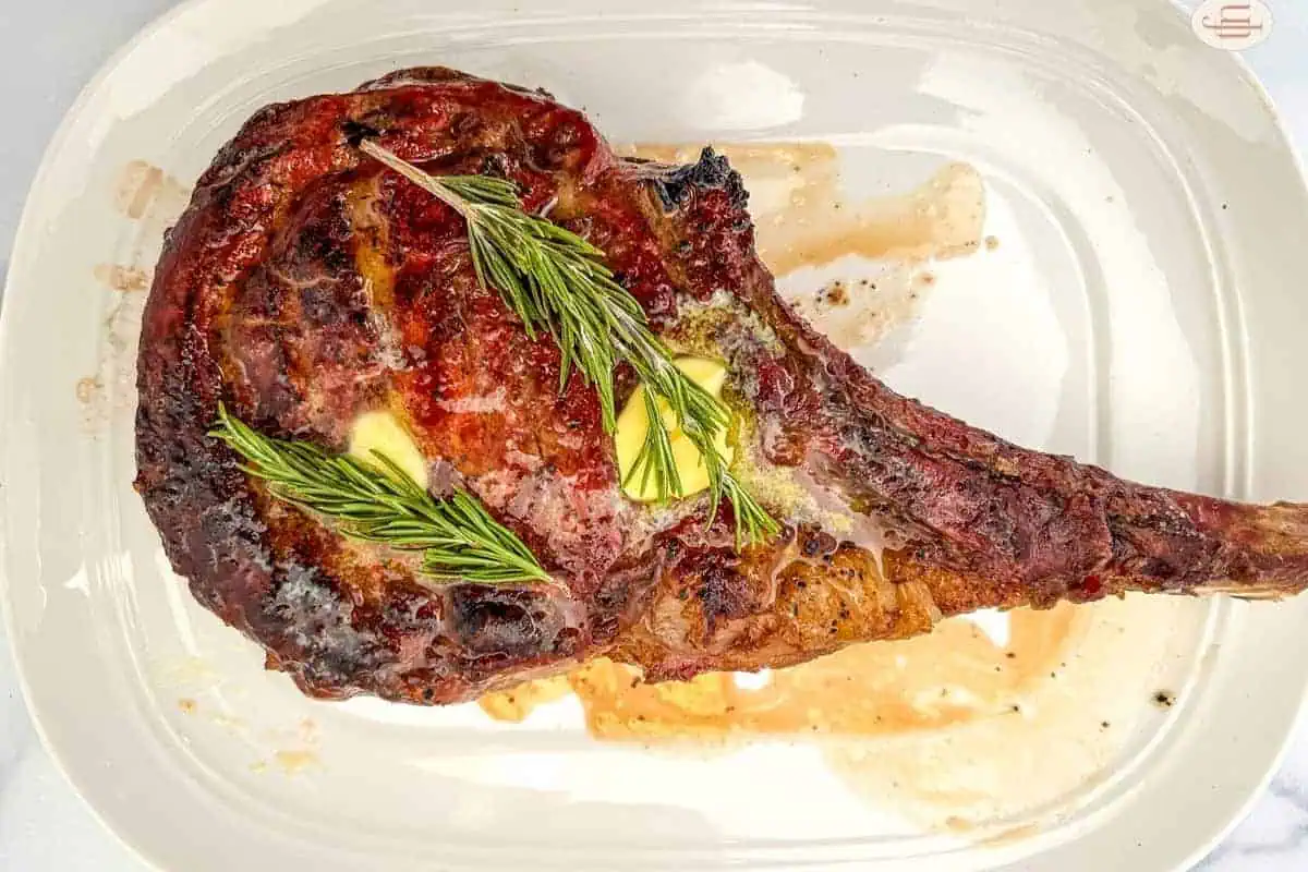 A cowboy ribeye steak.