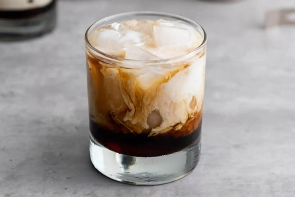 A classic white Russian cocktail.