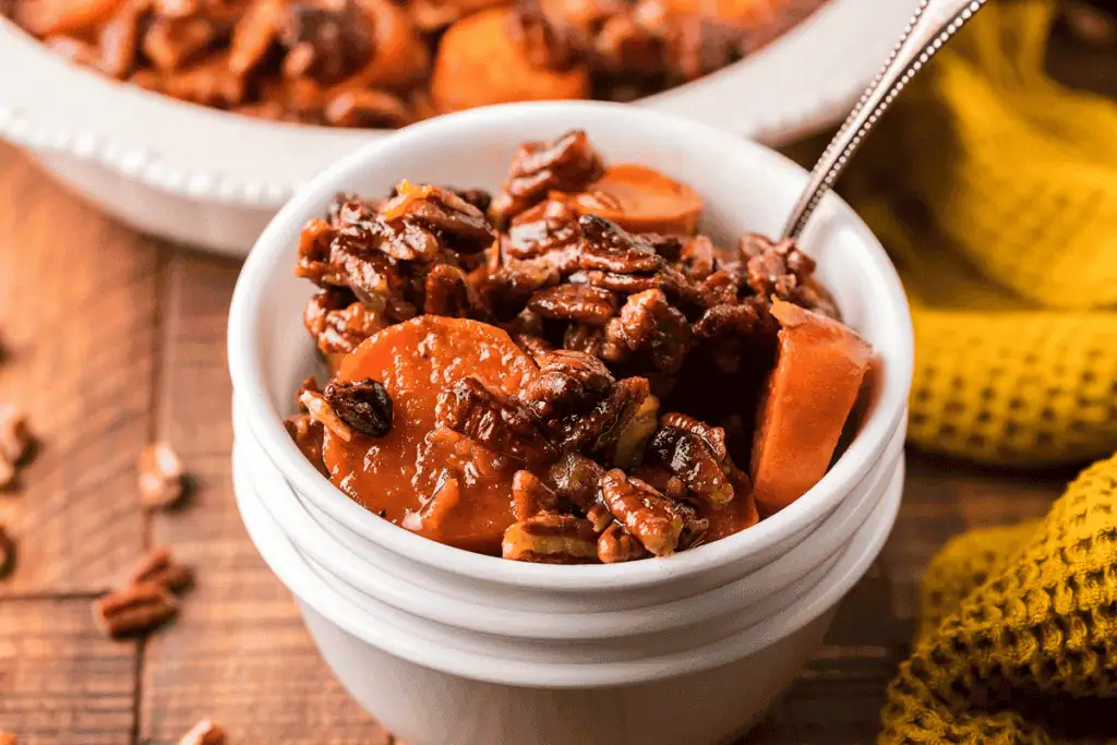Sweet Potatoes with Candied Maple Pecans