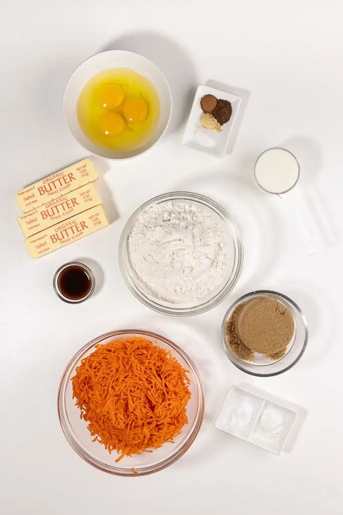 Ingredients to make Peeps carrot bundt cake.