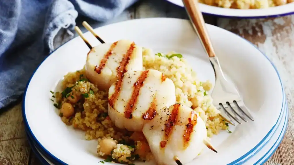 Grilled Scallops with Orange-Quinoa