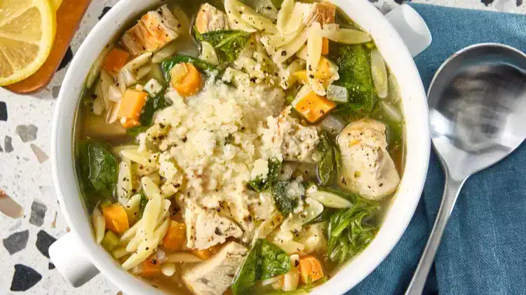 Hearty Mediterranean Chicken Orzo Soup