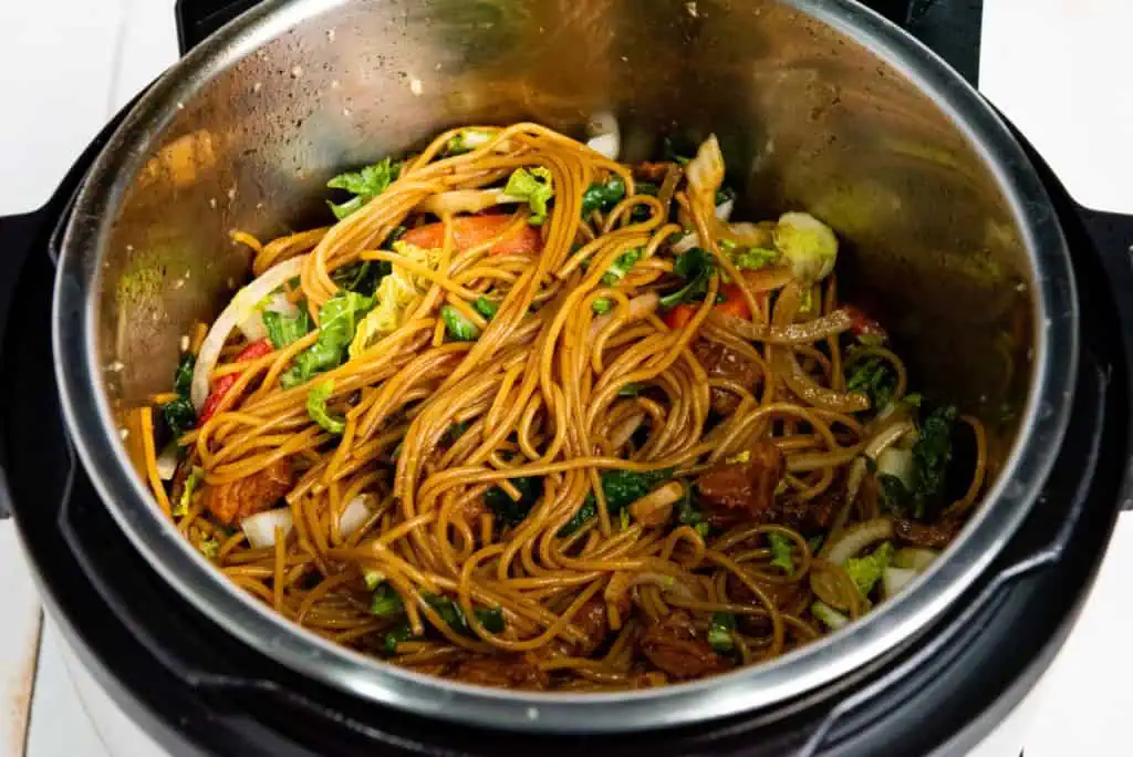 Instant Pot Pork Lo Mein in the Instant Pot.