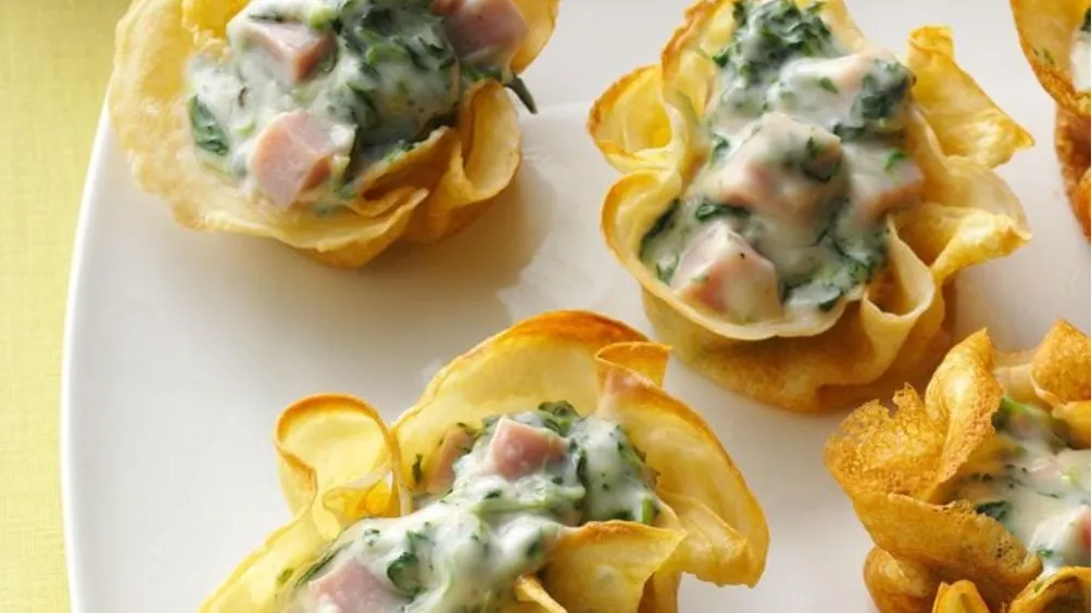 Ham-Spinach Crepe Cups