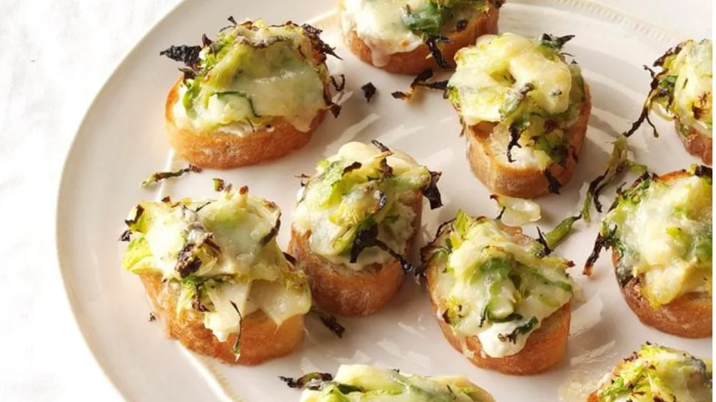 Roasted Brussels Sprouts & 3-Cheese Crostini
