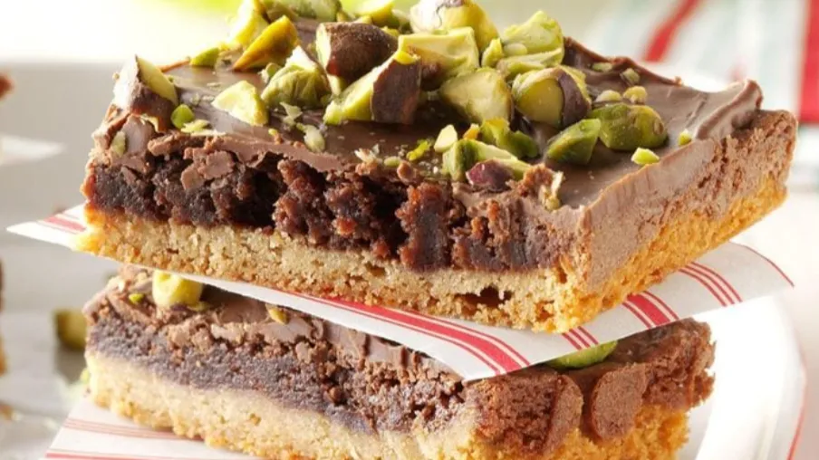 Pistachio Brownie Toffee Bars