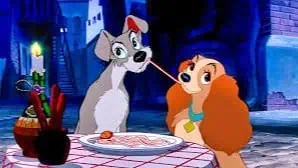The Spaghetti Kiss in 'Lady and the Tramp'