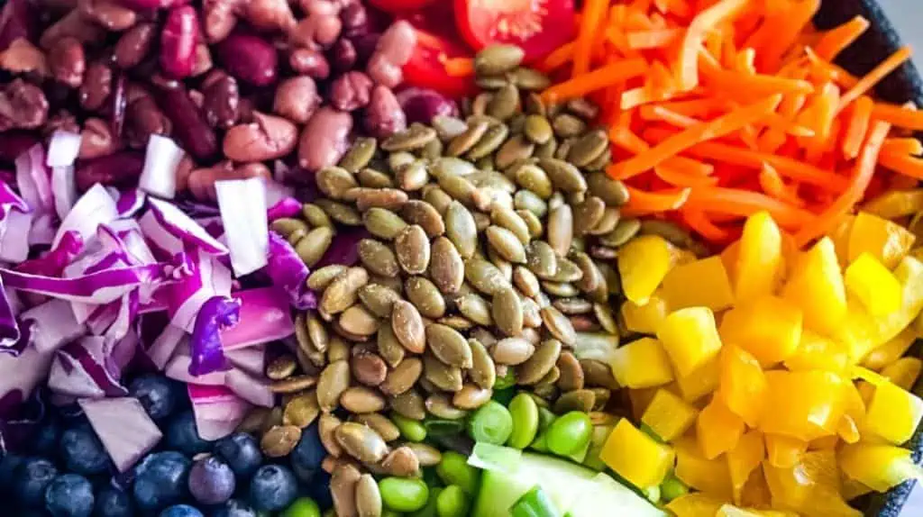 Rainbow Salad with fresh crisp vegetables