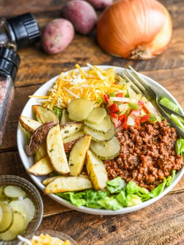 Sloppy Joe Bowls with Potato Wedges