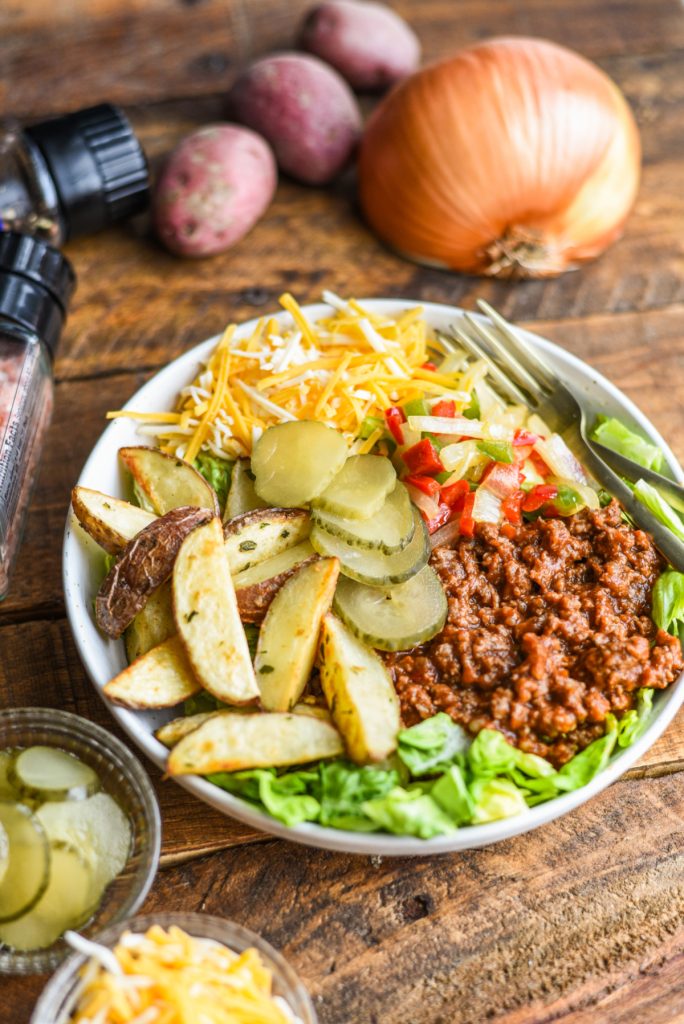 Sloppy Joe Bowls with Potato Wedges