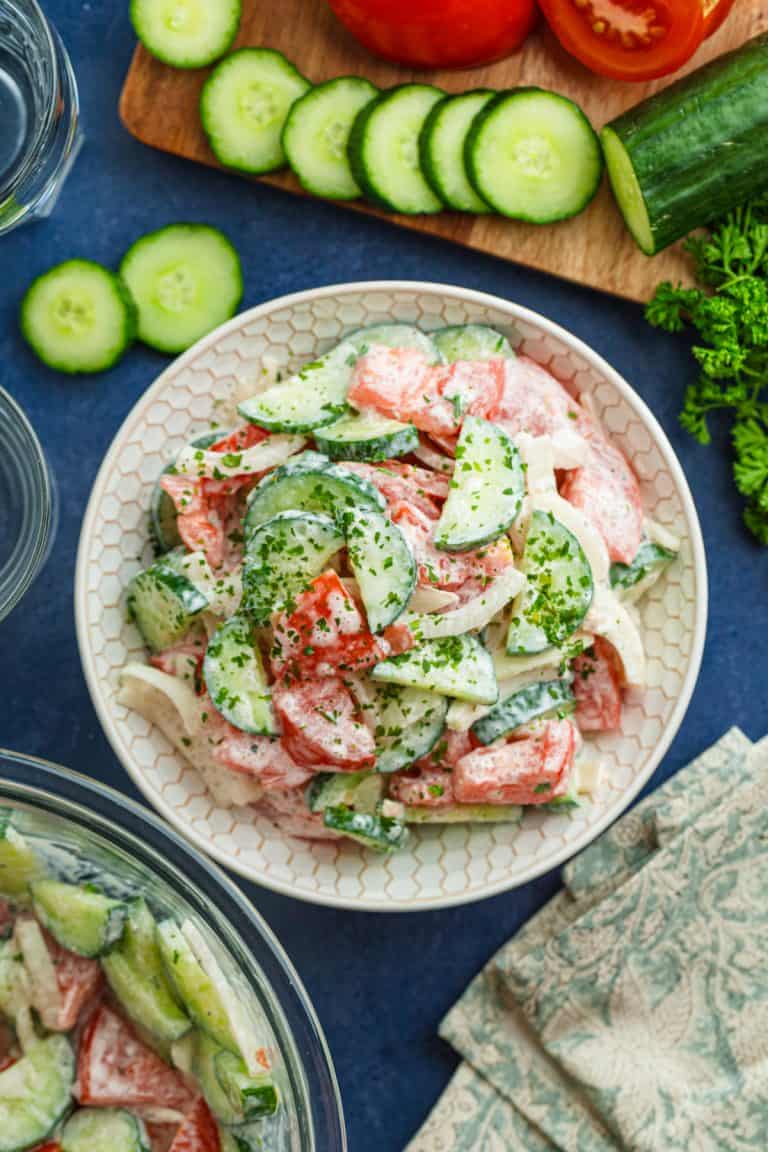 Creamy Cucumber Tomato Salad