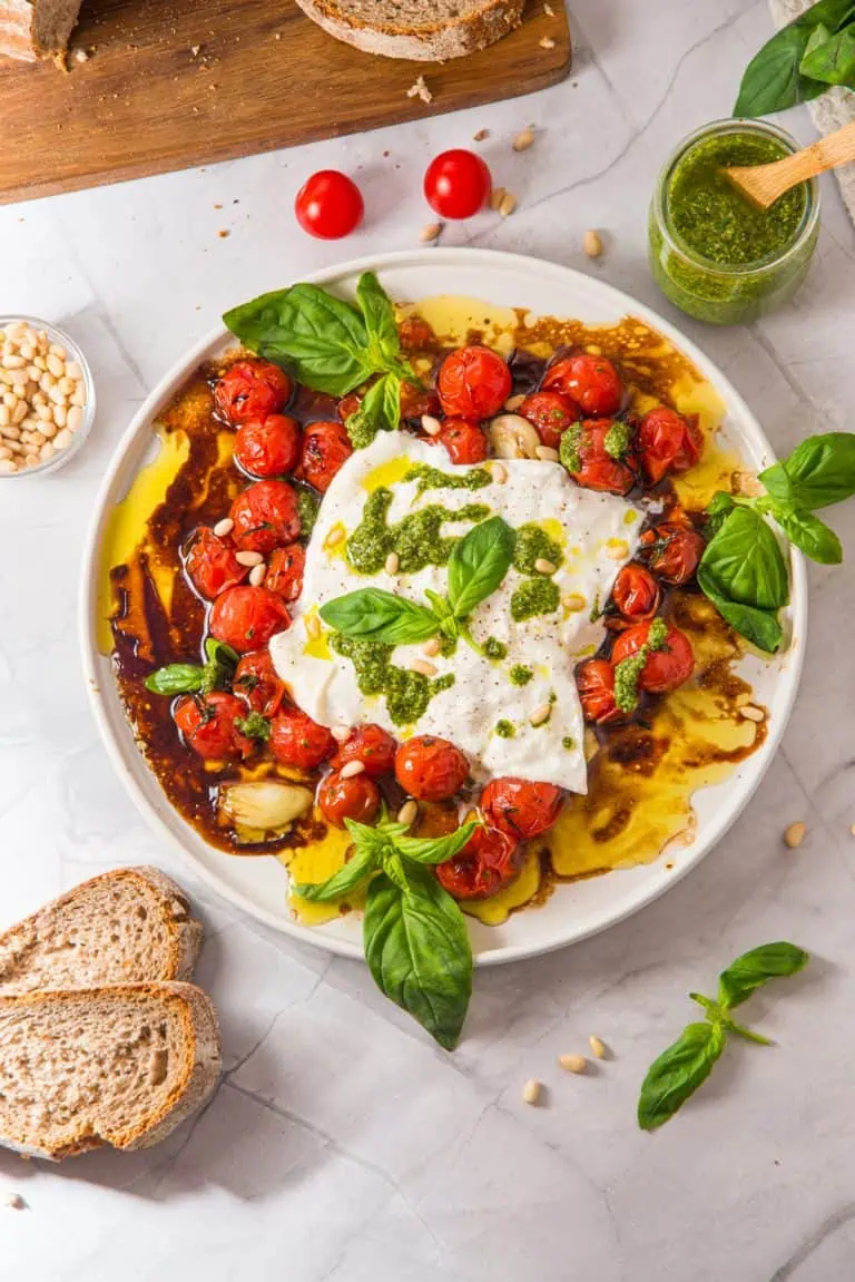 Warm Tomato Burrata Salad